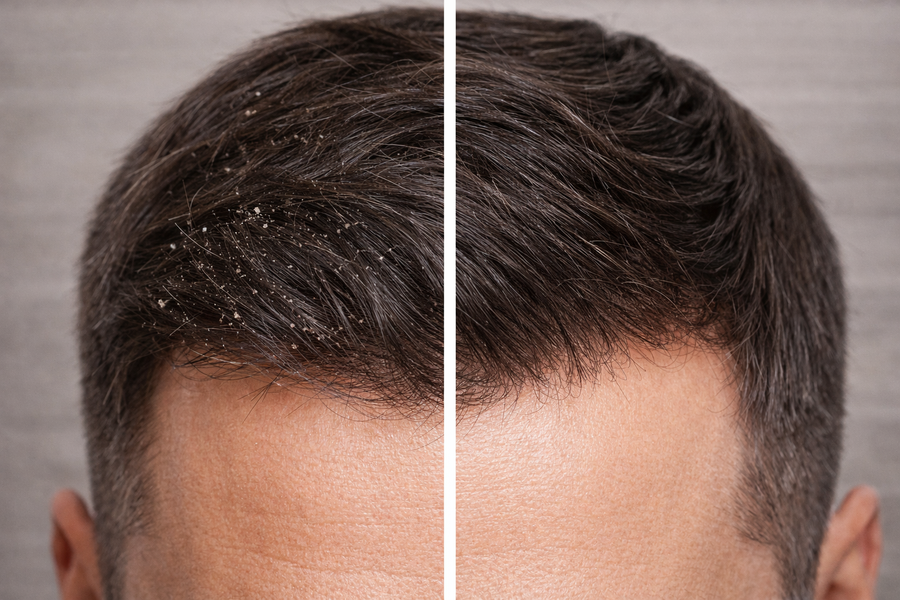 Before using the product — dry, flaky scalp